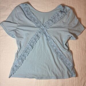 Women's Lace Detail Top - Light Blue